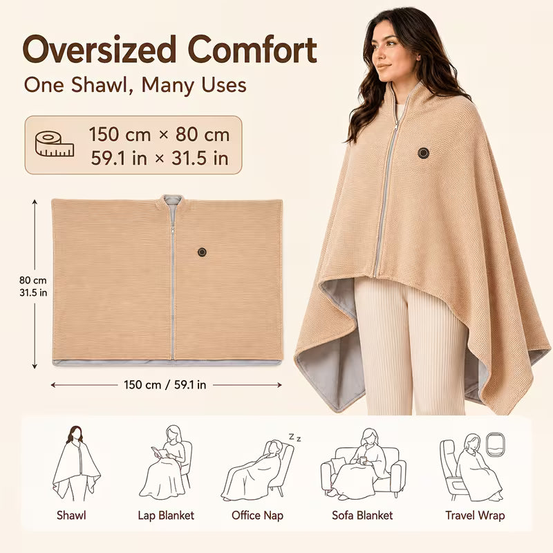 🔥 Saldi di Natale — 50% DI SCONTO!❄️ Resta al Caldo per Tutto l'Inverno — Coperta Scaldante Elettrica Portatile a Scialle
