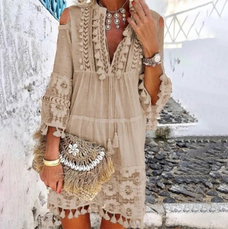 ⏳ Sconto del 50% a tempo limitato ⏰ 👗 Abito da donna in cotone e lino, vestibilità ampia e ricamato 🌸