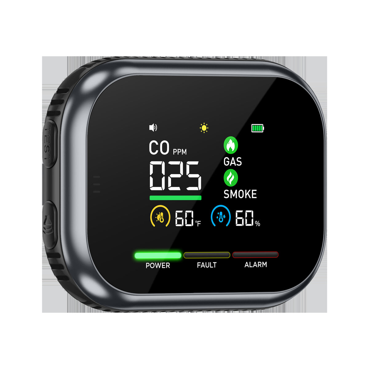 Allarme portatile multigas con display LCD e batteria di riserva