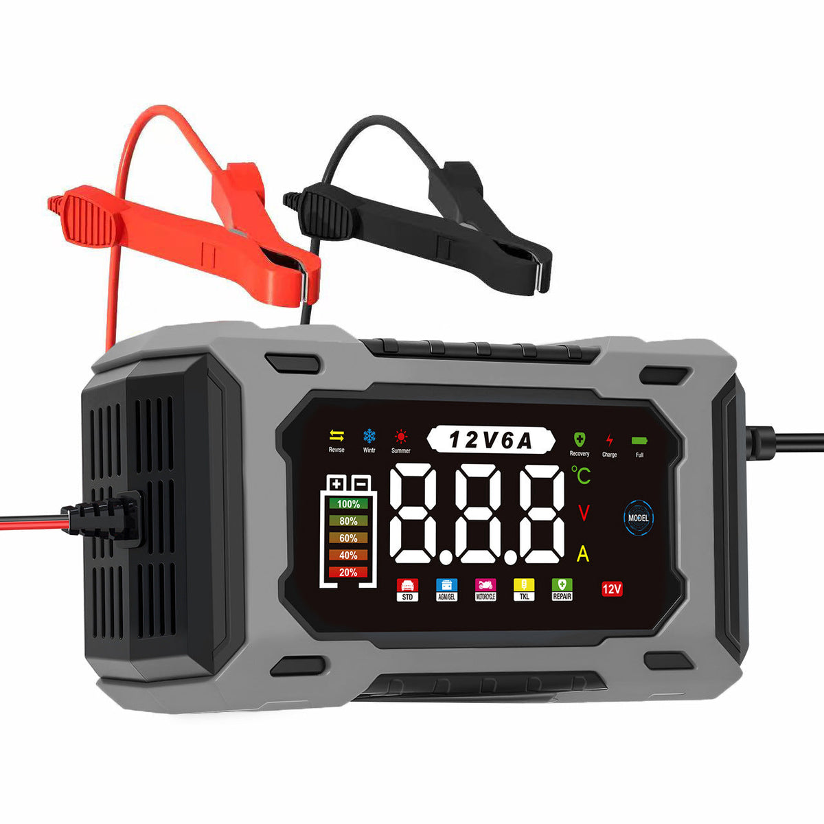 🔋 Caricabatterie Intelligente 12V 6A | Ricarica in 9 Fasi e Riparazione a Impulsi ⚡ | Display LCD a Colori, Compensazione Termica 🌡️ | Protezioni Multiple Integrate 🛡️