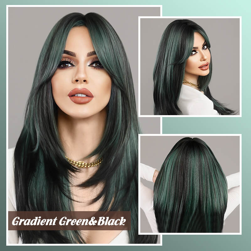 Nice gift*Wig long hair Layered bangs wigs