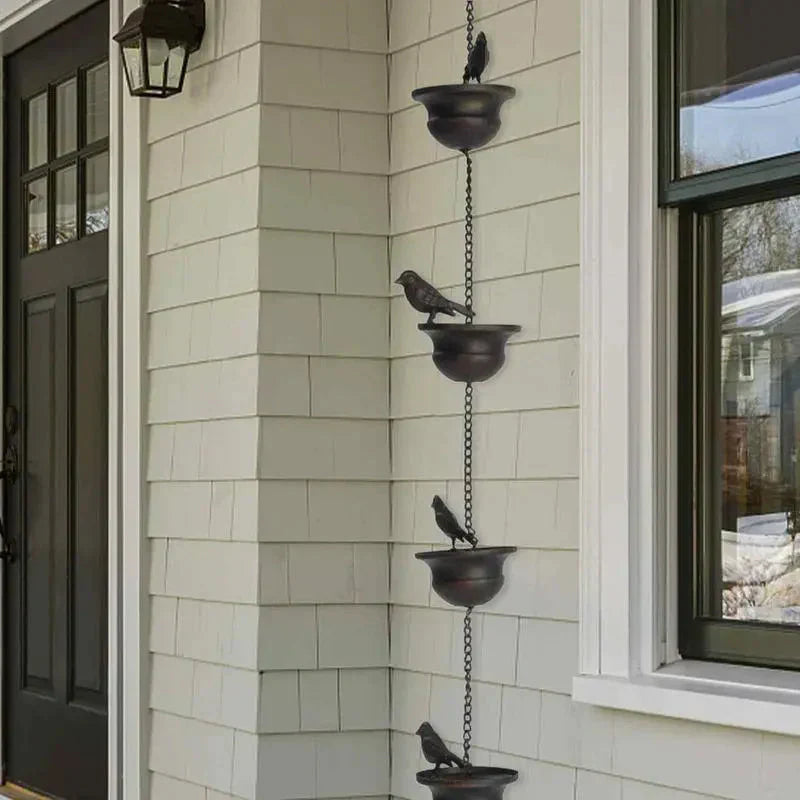 🔥Limited Time Sale 49% OFF🔥Where Rain Meets Art – Decorative Rain Chain with Bird Bath Design