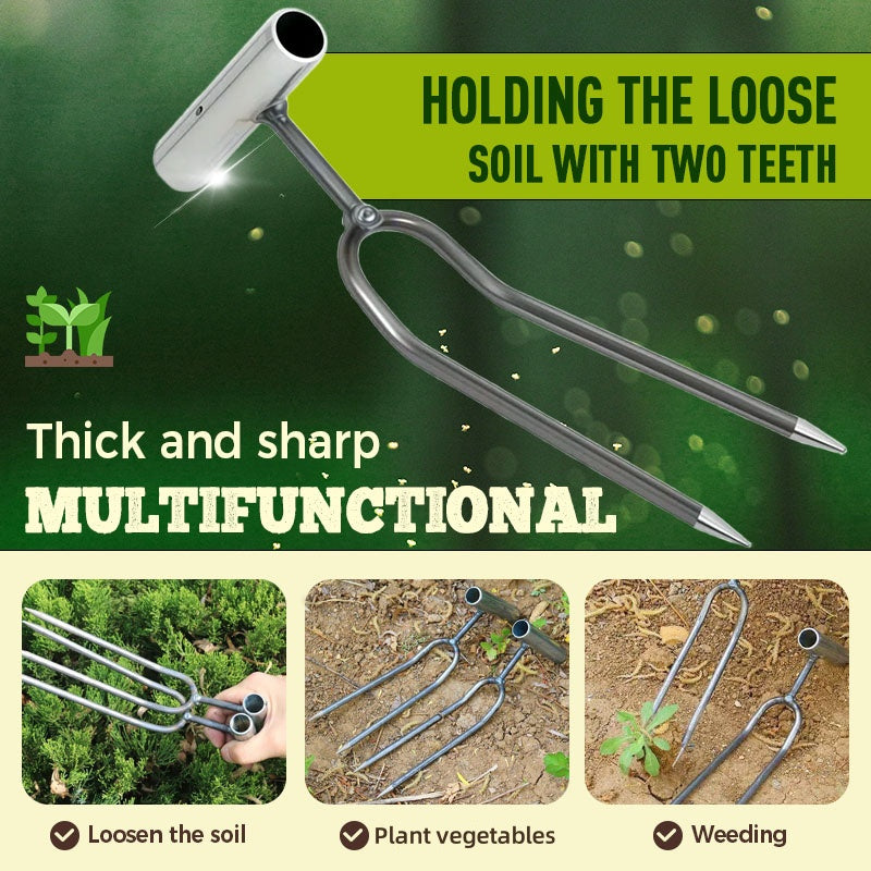 Compact 2-Tooth Garden Weed Puller Tool