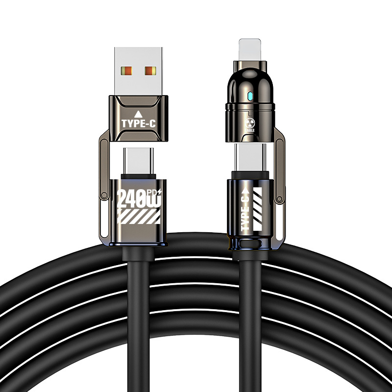 🔌SCONTO 50% ORA! Cavo di Ricarica Rapida 4-in-1 ad Alta Potenza, 240W PD Multi-Interfaccia, USB-A/USB-C a Type-C/Lightning, Cavo di Ricarica Universale per Telefoni e Laptop