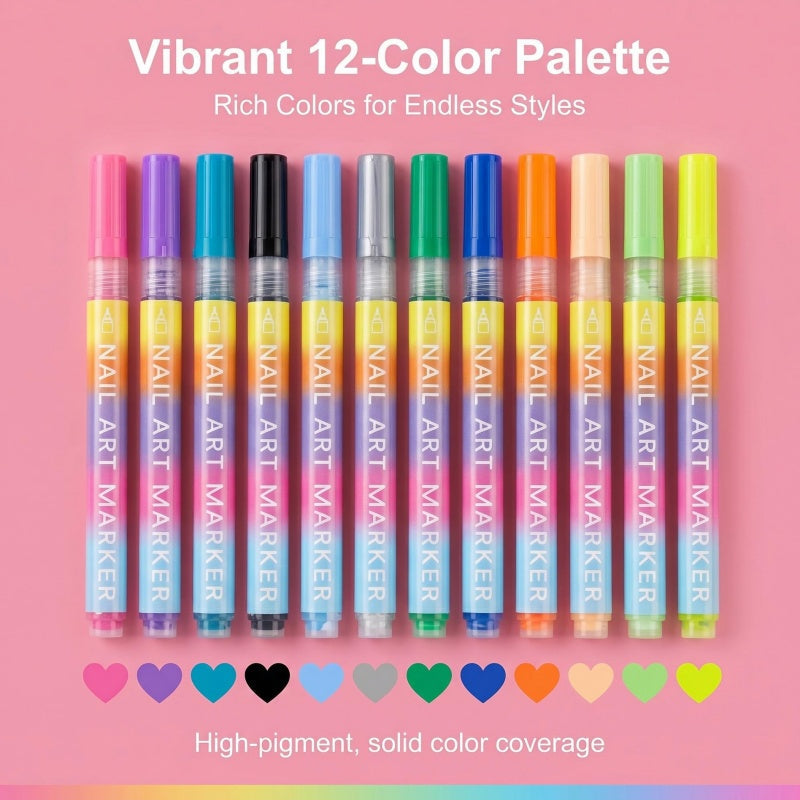 🖌️ Prezzo speciale ultimo giorno! 🔥Più compri, più risparmi🎁 Set di penne per nail art a 12 colori
