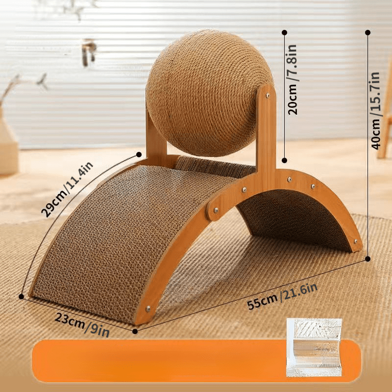 🐱🧶 Tiragraffi a Palla in Sisal Naturale | Palla Cava Rotante 🔄, Doppio Lato & Base Stabile 🛡️ | Proteggi i Mobili 🛋️ | Taglia Media o Grande 📏