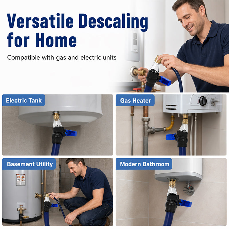 🚿SCONTO DEL 50% ORA! Utensile per decalcificazione scaldacqua senza smontaggio‑Adattatore filtro rimuovi calcare per risciacquo rapido, strumento per pulizia facile del calcare per scaldacqua domestici