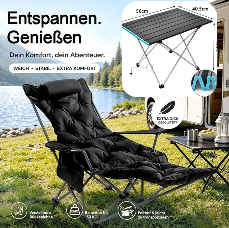 ✨🏖️ Dal mare al campeggio: questa sdraio da esterno regolabile in 4 posizioni con poggiapiedi si adatta al tuo comfort. Struttura in acciaio robusta, tessuto traspirante e tracolla inclusa. 50% DI SCONTO!