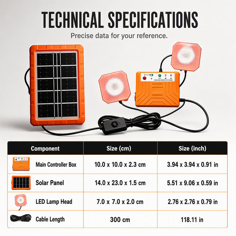 Sistema di alimentazione solare portatile con 2 luci LED