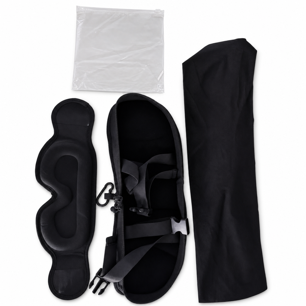 Set di cuscino da viaggio in memory foam integrato e maschera per il sonno oscurante 3D per supporto cervicale durante il viaggio
