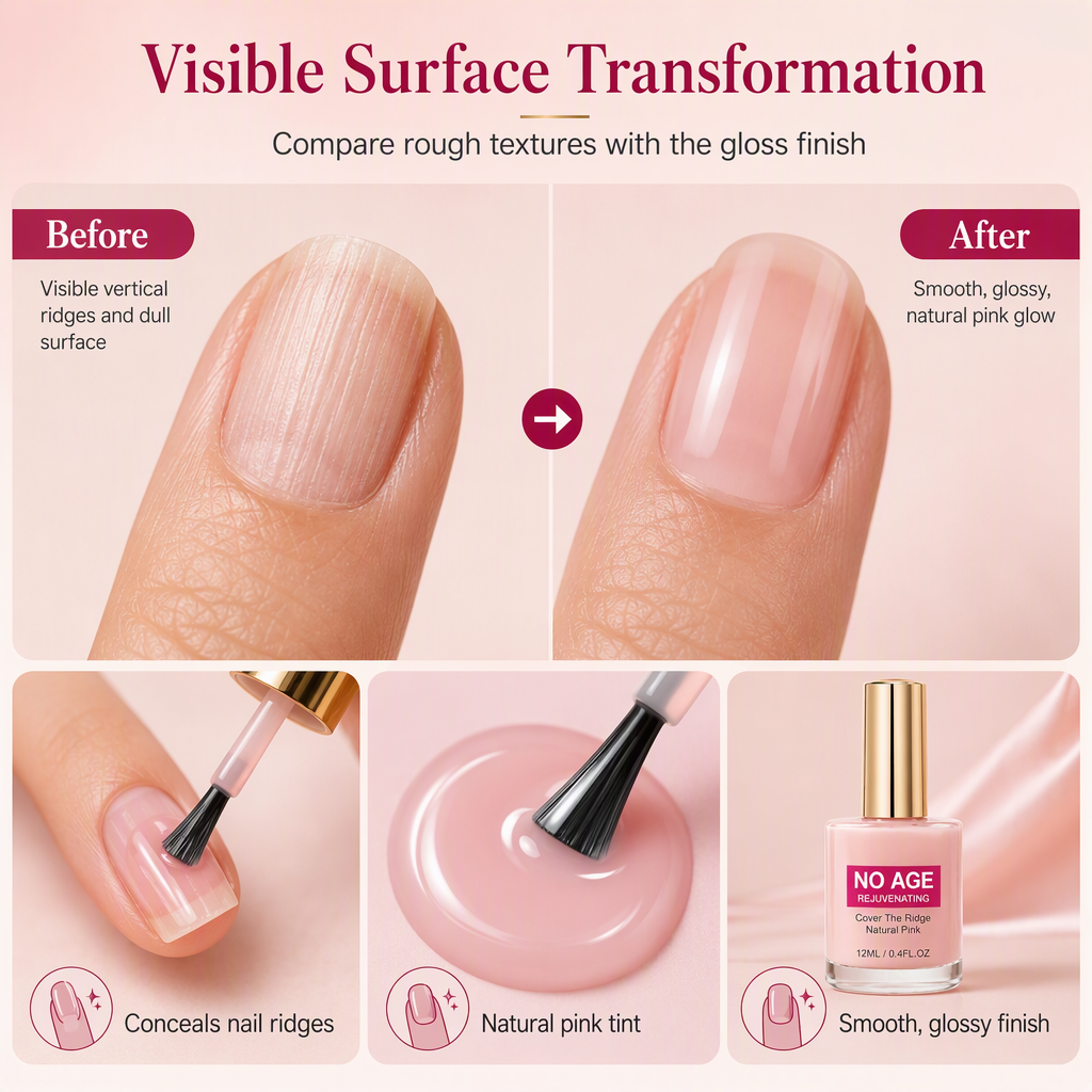 🔥50% DI SCONTO ORA! Base Levigante Unghie Rosa Naturale 12ml, Rivitalizzante, Nasconde Istantaneamente Le Strie Verticali Delle Unghie per Unghie Lucide E Sane