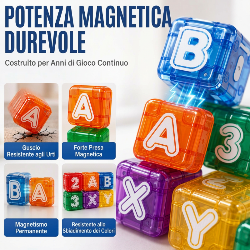 📚 Costruisci parole, conta e crea – Set magnetico da 40 pezzi con lettere e numeri. Durevole e facile da riporre.