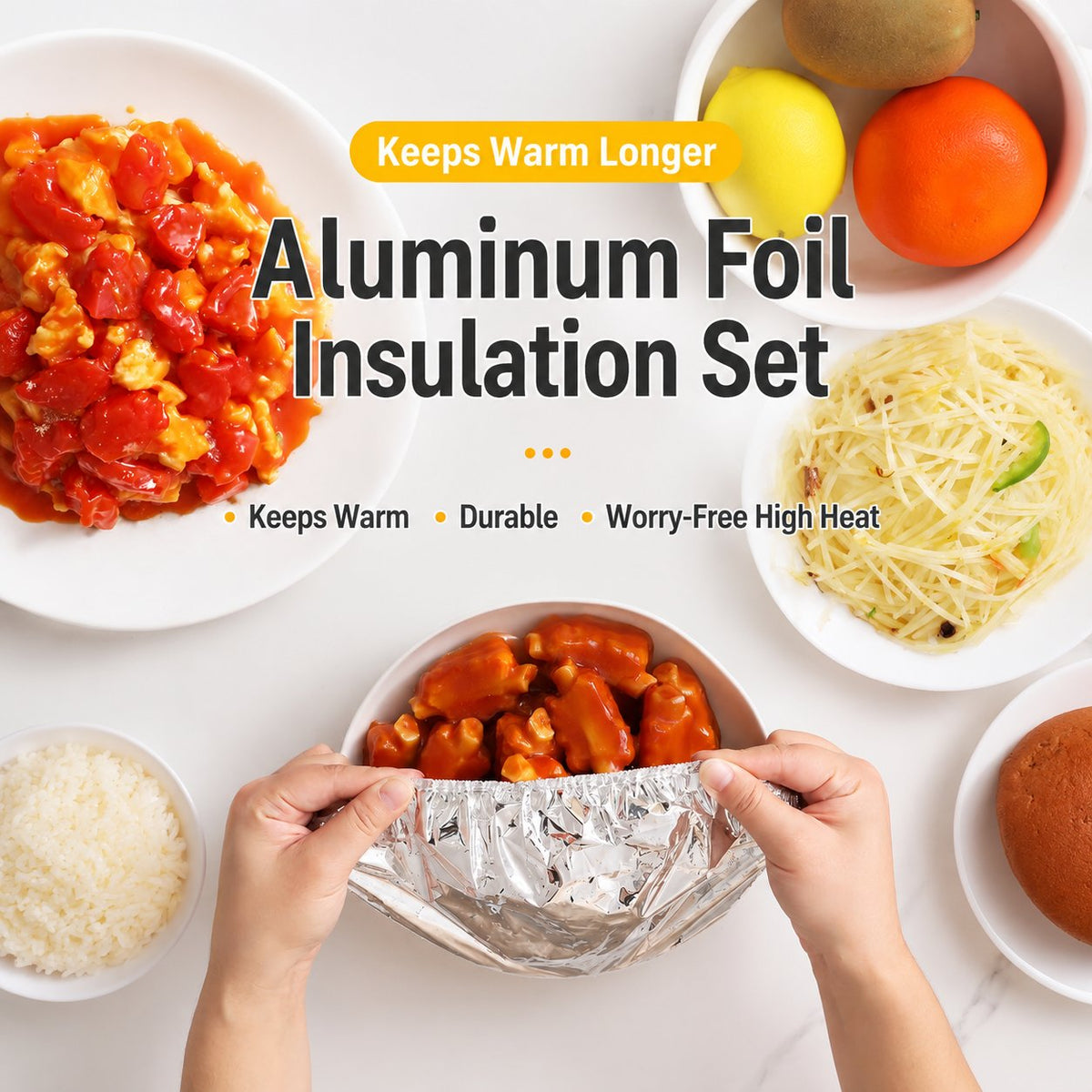 🍽️ Copertura termica in alluminio riutilizzabile — trattiene il calore, lavabile e conserva la freschezza. Essenziale per la cucina! 💞 Oltre 50.000 venduti!