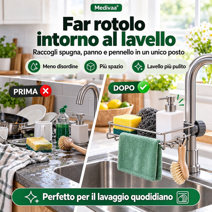 Portaoggetti in acciaio inossidabile per lavello cucina