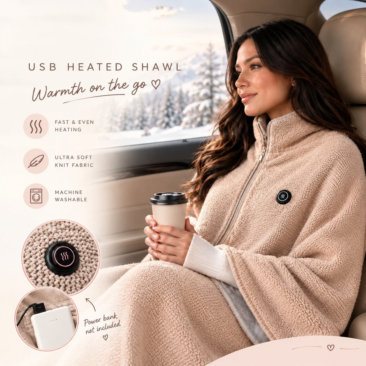 🔥 Saldi di Natale — 50% DI SCONTO!❄️ Resta al Caldo per Tutto l'Inverno — Coperta Scaldante Elettrica Portatile a Scialle
