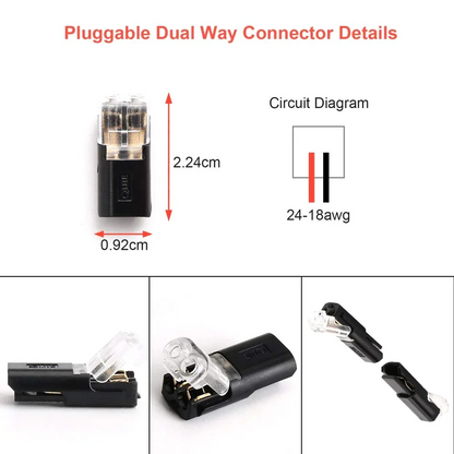 Two-wire plug connector with locking tab
