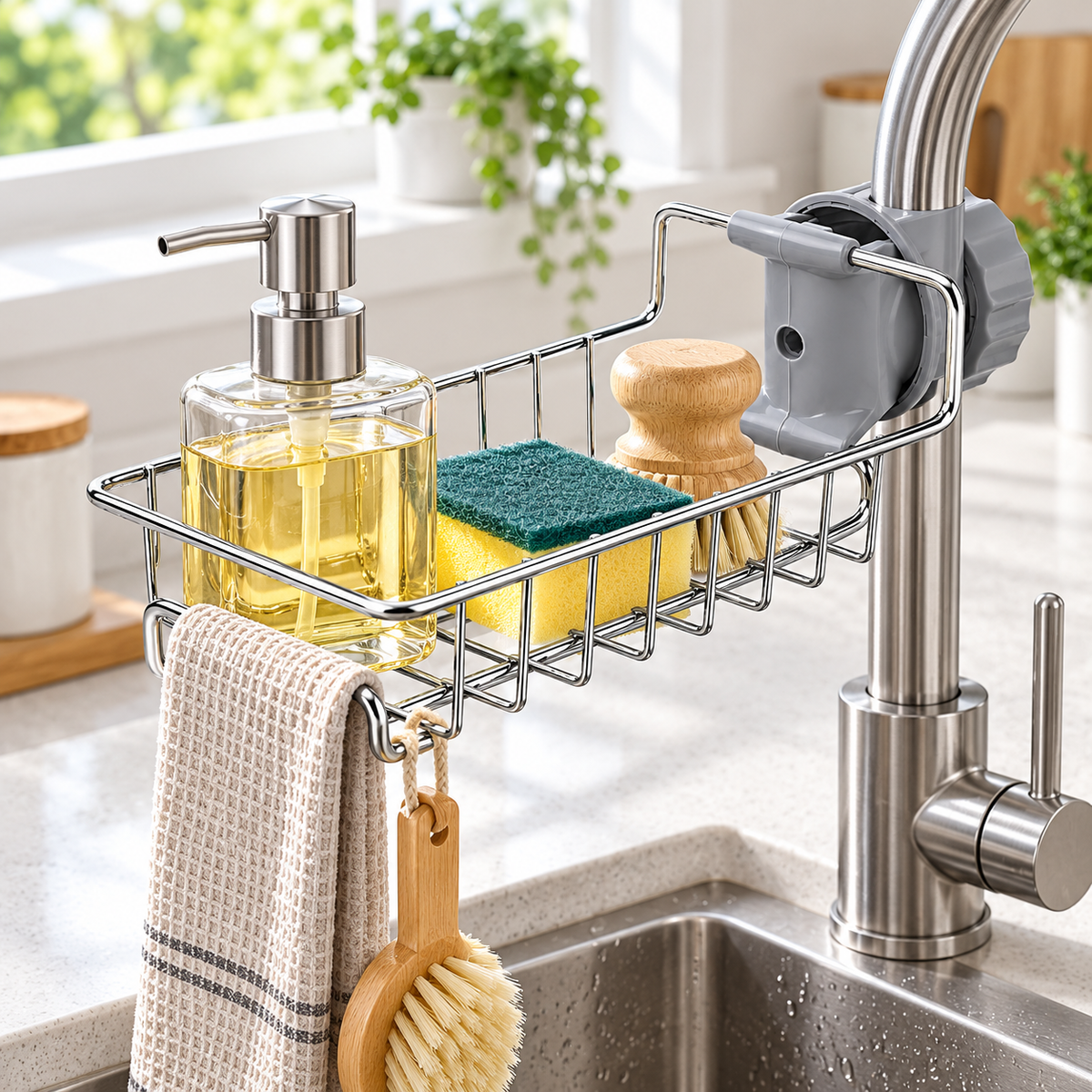 Portaoggetti in acciaio inossidabile per lavello cucina