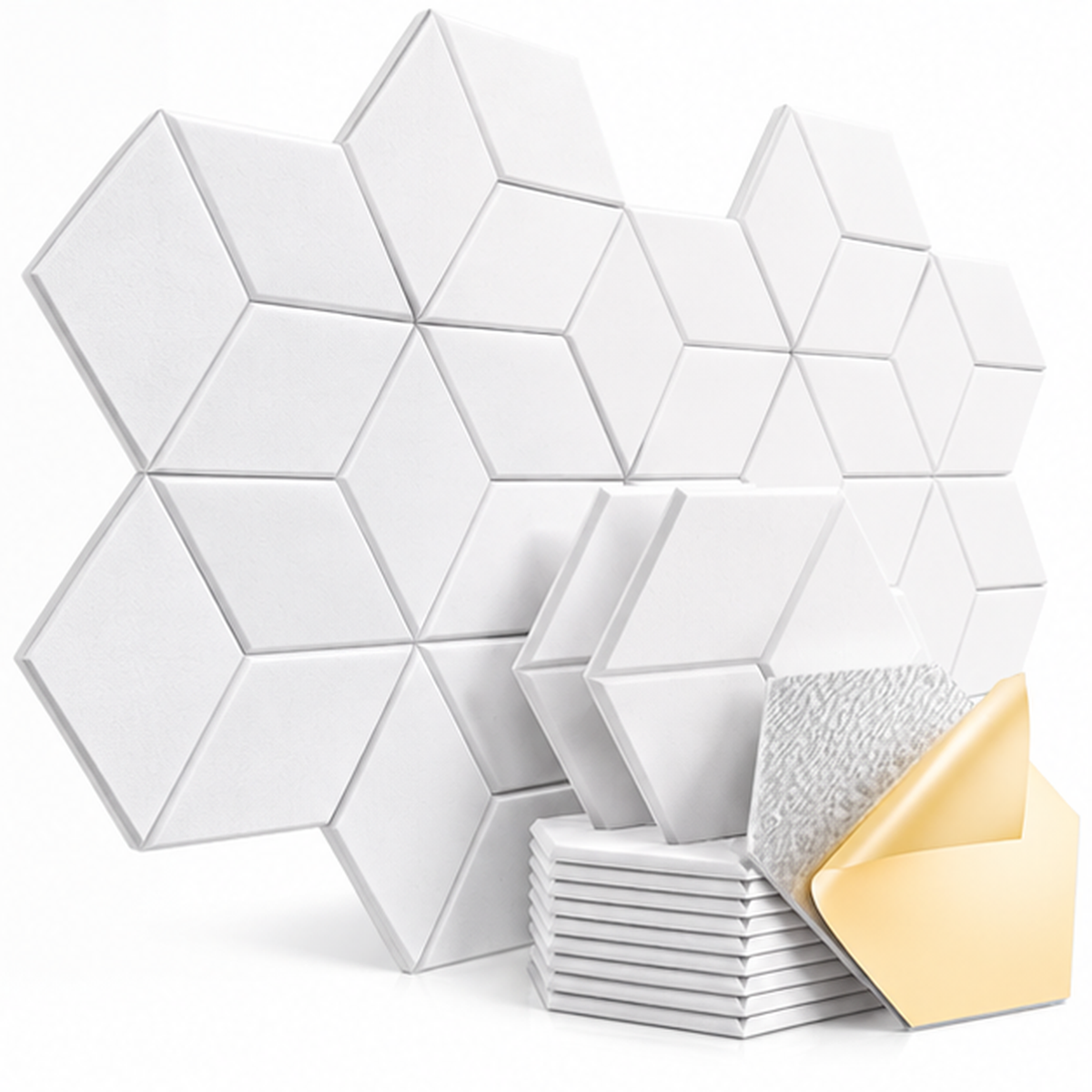 Pannelli Acustici Autoadesivi Confezione da 12 - Pannelli in Schiuma Isolante Acustica ad Alta Densità per Pareti, Design a Profilo a Y, Ritardanti di Fiamma, Assorbimento del Rumore, Eliminazione dell'Eco