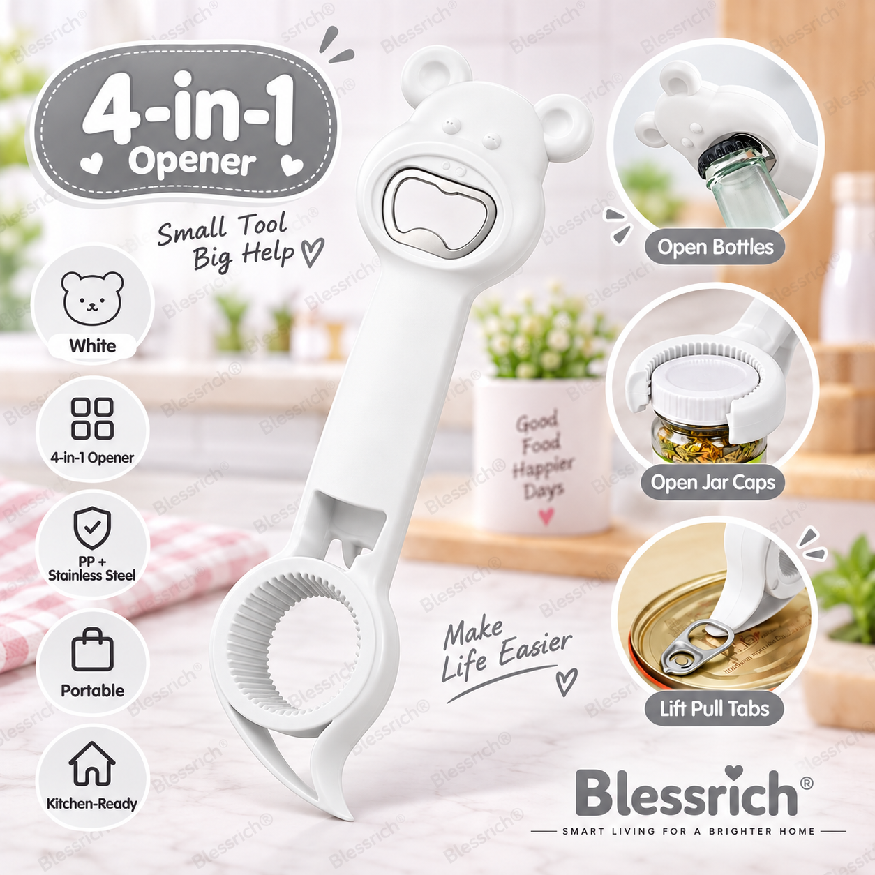Apribottiglie multifunzione 4 in 1