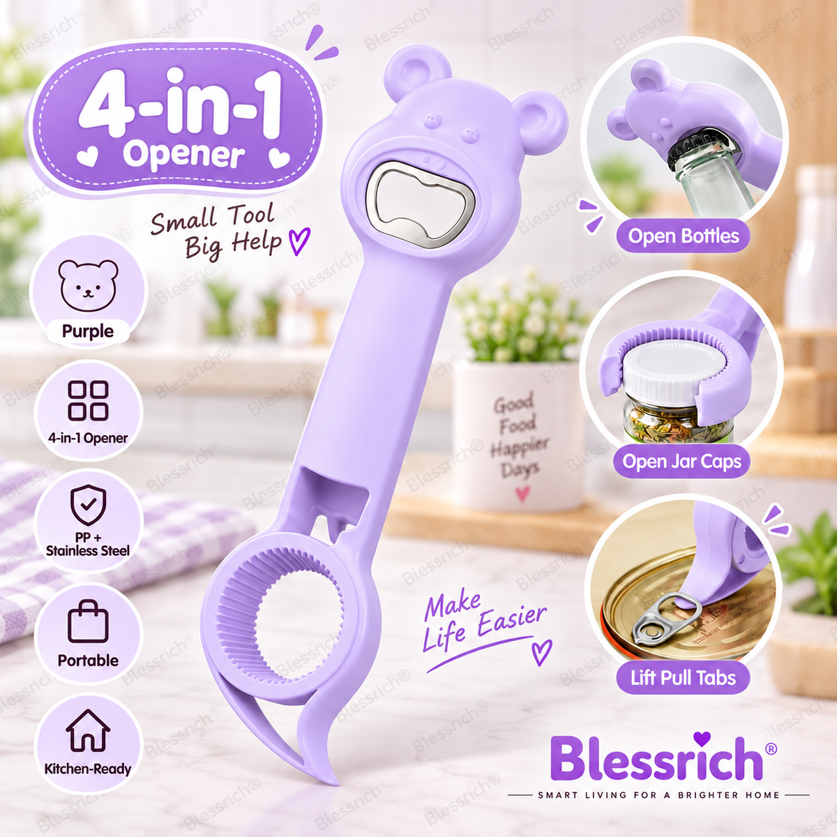 Apribottiglie multifunzione 4 in 1
