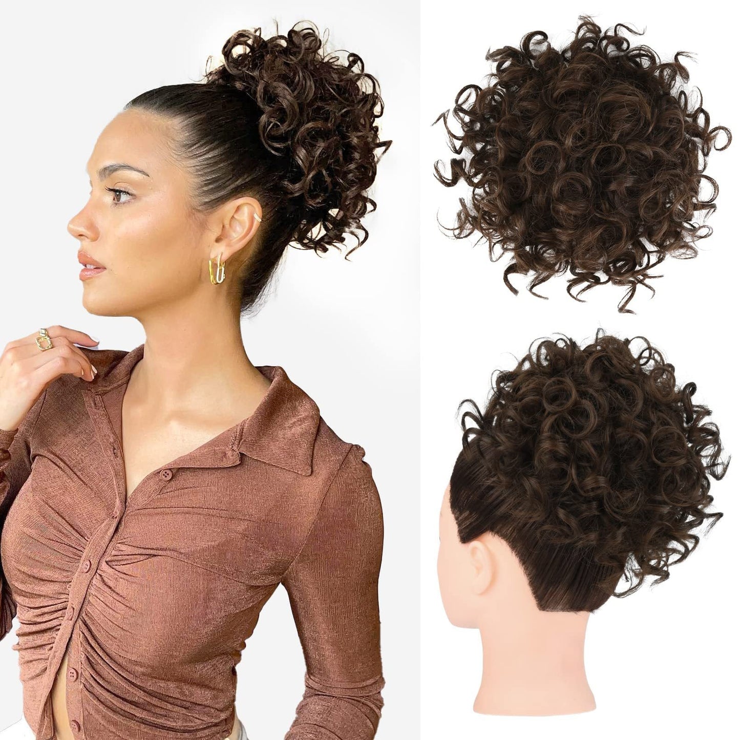 Chignon Riccio Corto con Elastico a Coulisse