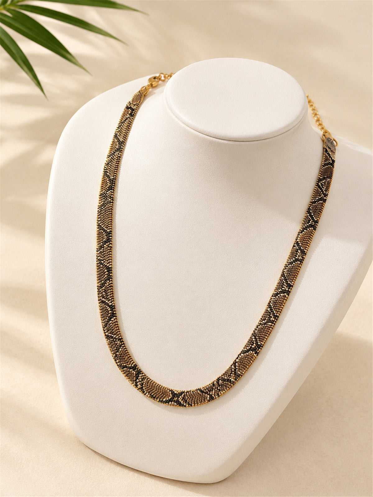 🎄 Offerta speciale di Natale 🔥 Più di 50K vendite! 🐍✨ Collana a catena con motivo geometrico a serpente vintage, audace e vistosa per collarbone