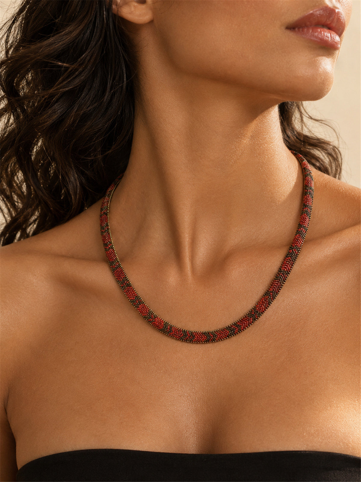 🎄 Offerta speciale di Natale 🔥 Più di 50K vendite! 🐍✨ Collana a catena con motivo geometrico a serpente vintage, audace e vistosa per collarbone