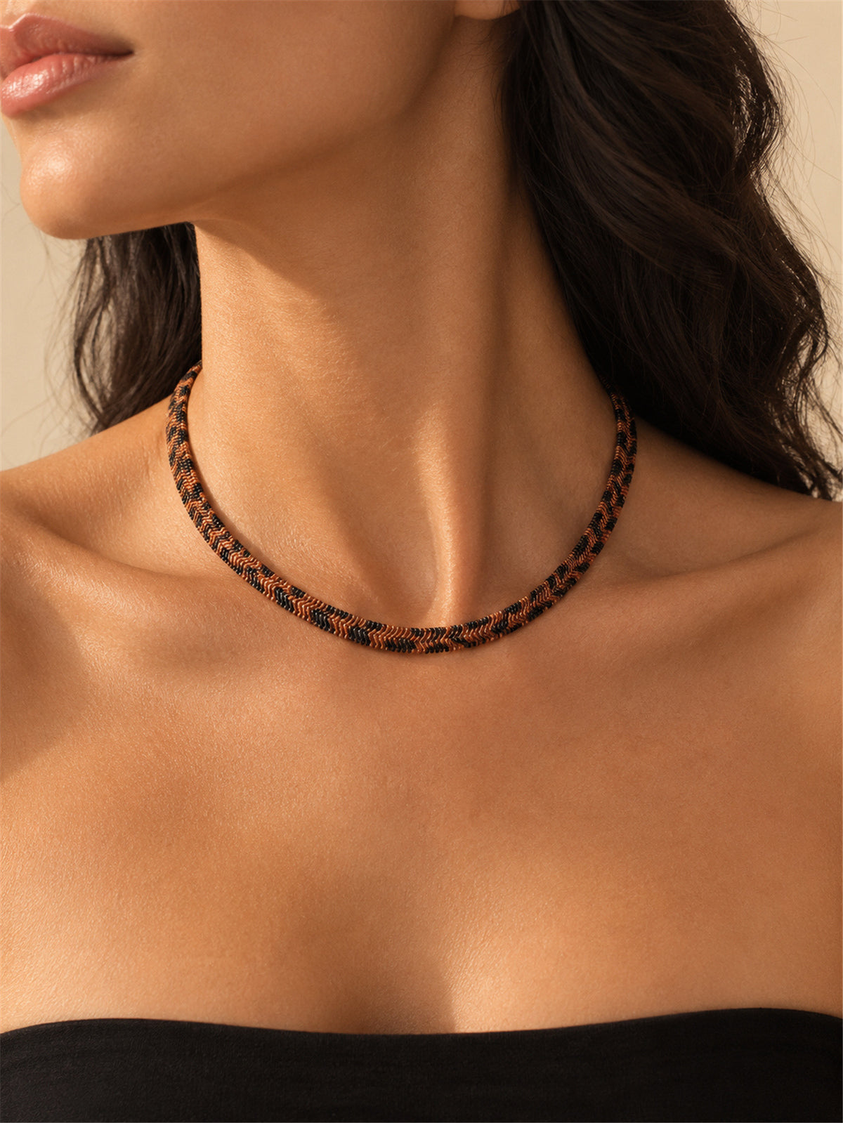 🎄 Offerta speciale di Natale 🔥 Più di 50K vendite! 🐍✨ Collana a catena con motivo geometrico a serpente vintage, audace e vistosa per collarbone