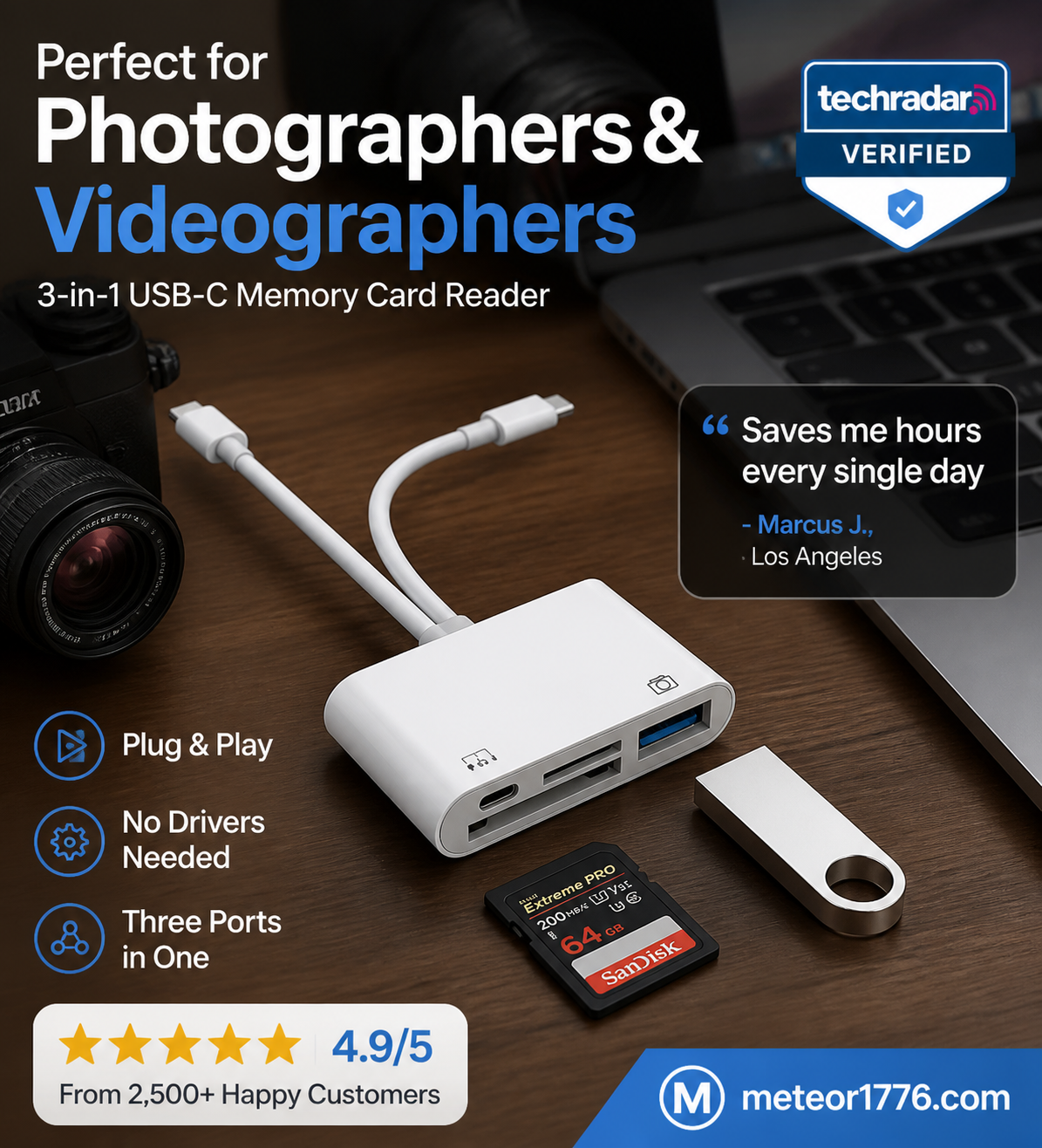 💾🔌 Lettore di schede di memoria USB-C 3-in-1 – SCONTO DEL 50%! Legge schede SD, microSD e CF – plug & play, trasferimento veloce. 🔥📱