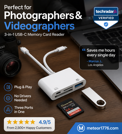 💾🔌 Lettore di schede di memoria USB-C 3-in-1 – SCONTO DEL 50%! Legge schede SD, microSD e CF – plug & play, trasferimento veloce. 🔥📱