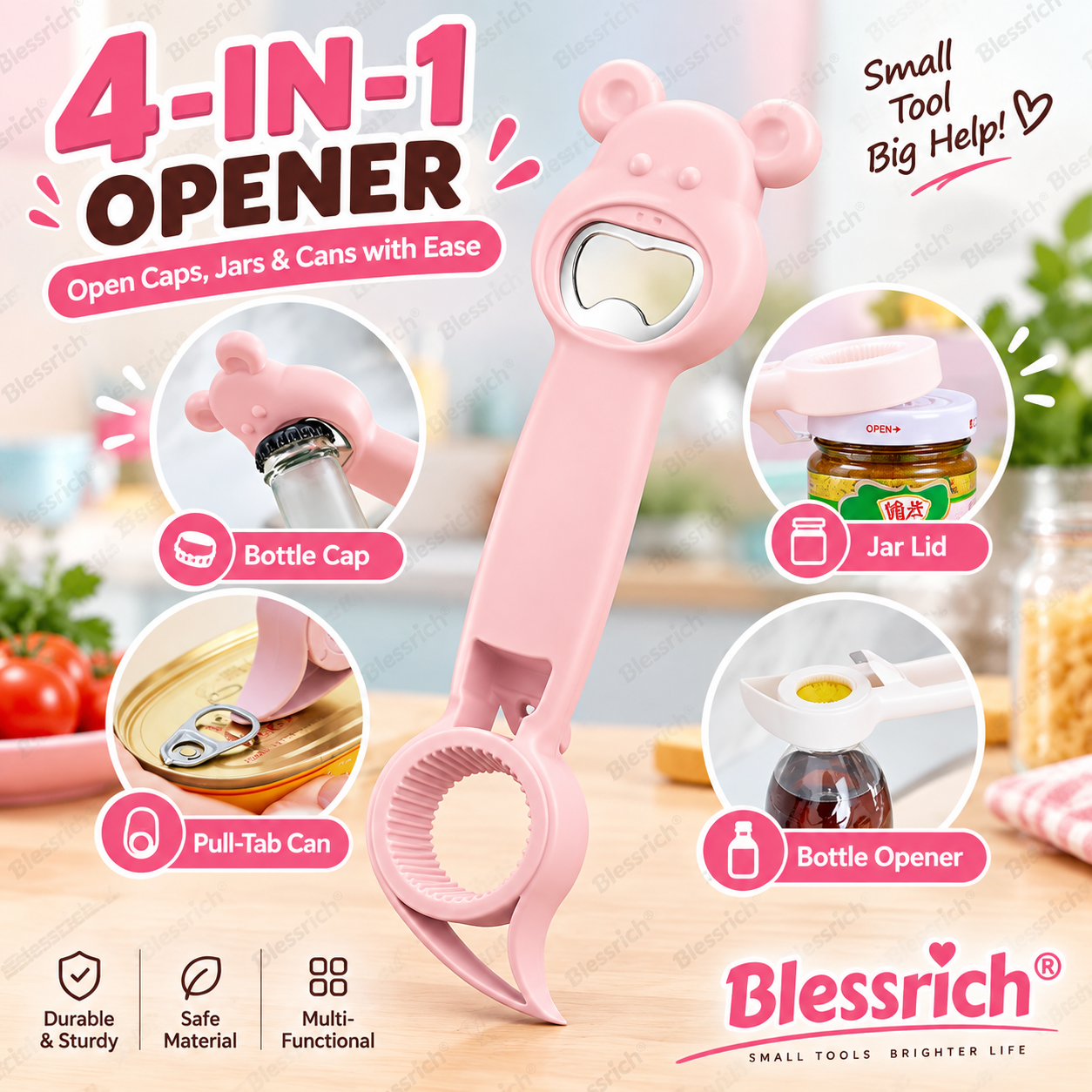 Apribottiglie multifunzione 4 in 1