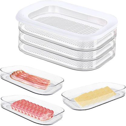 Contenitori alimentari riutilizzabili a 3 strati con coperchio, cassetto frigorifero trasparente