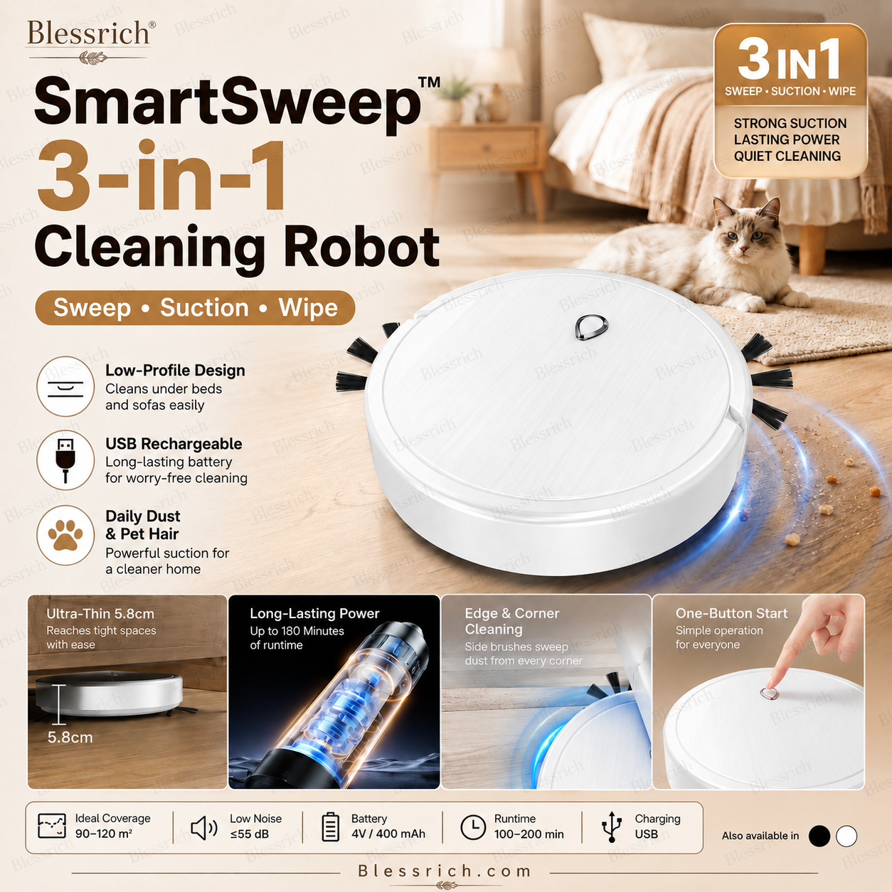 SmartSweep™ 3‑in‑1 Robot Cleaner