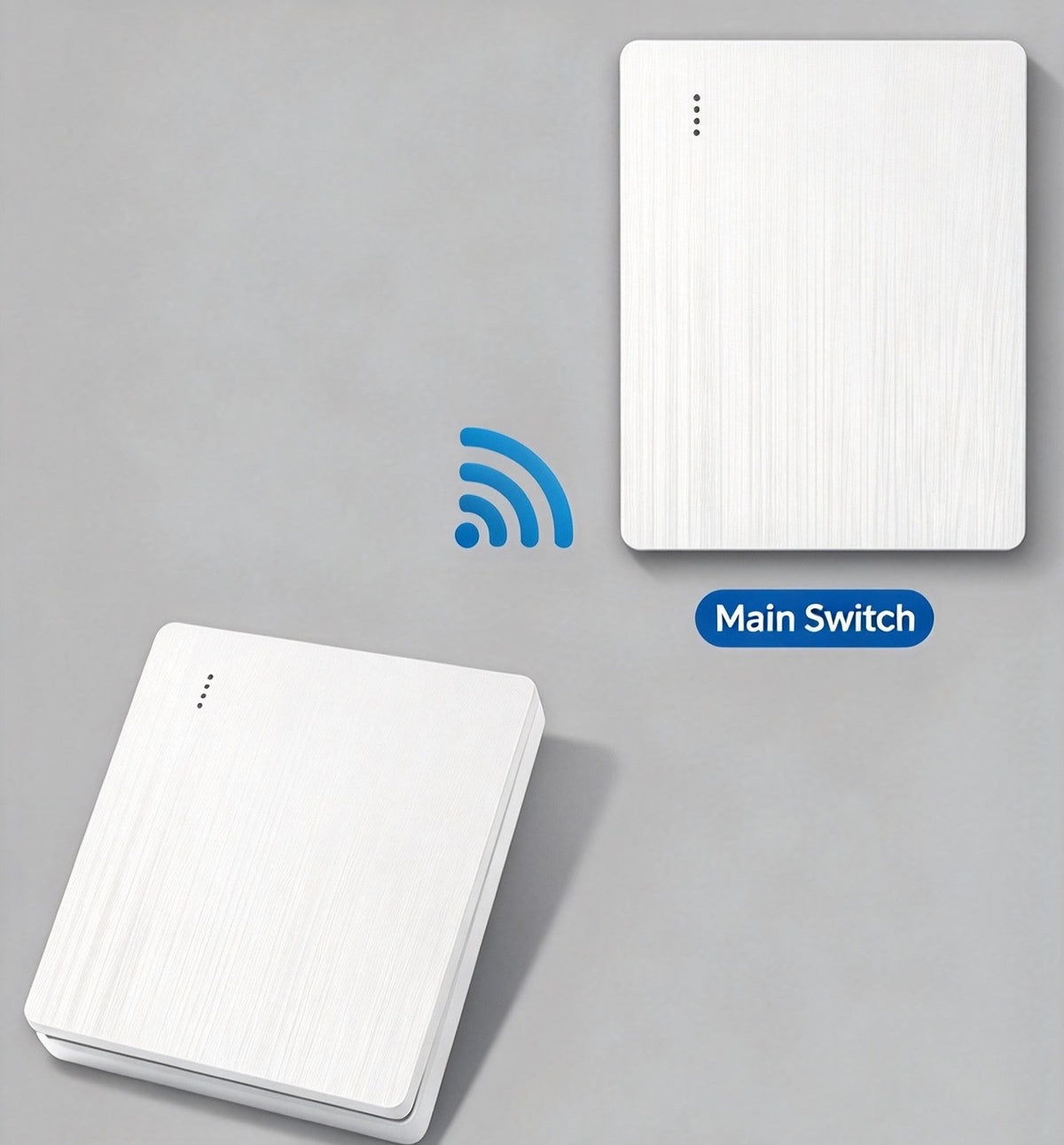 Kit interruttore luce wireless senza fili | Interruttore da muro autoadesivo con ricevitore, senza forature, ideale per affitti, comodini e corridoi