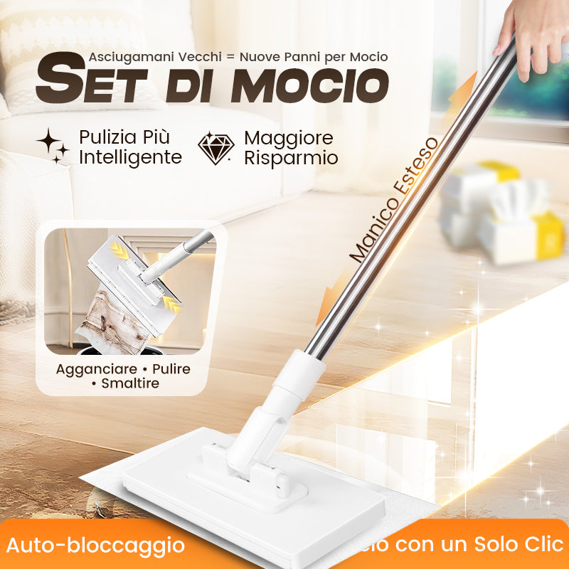 🧹 Scopa Monouso per la Polvere con 4 Panni Riutilizzabili 🏠 – Pulizia Rapida & Profonda, Cattura Polvere & Peli, Ideale per Pavimenti & Angoli 🐾