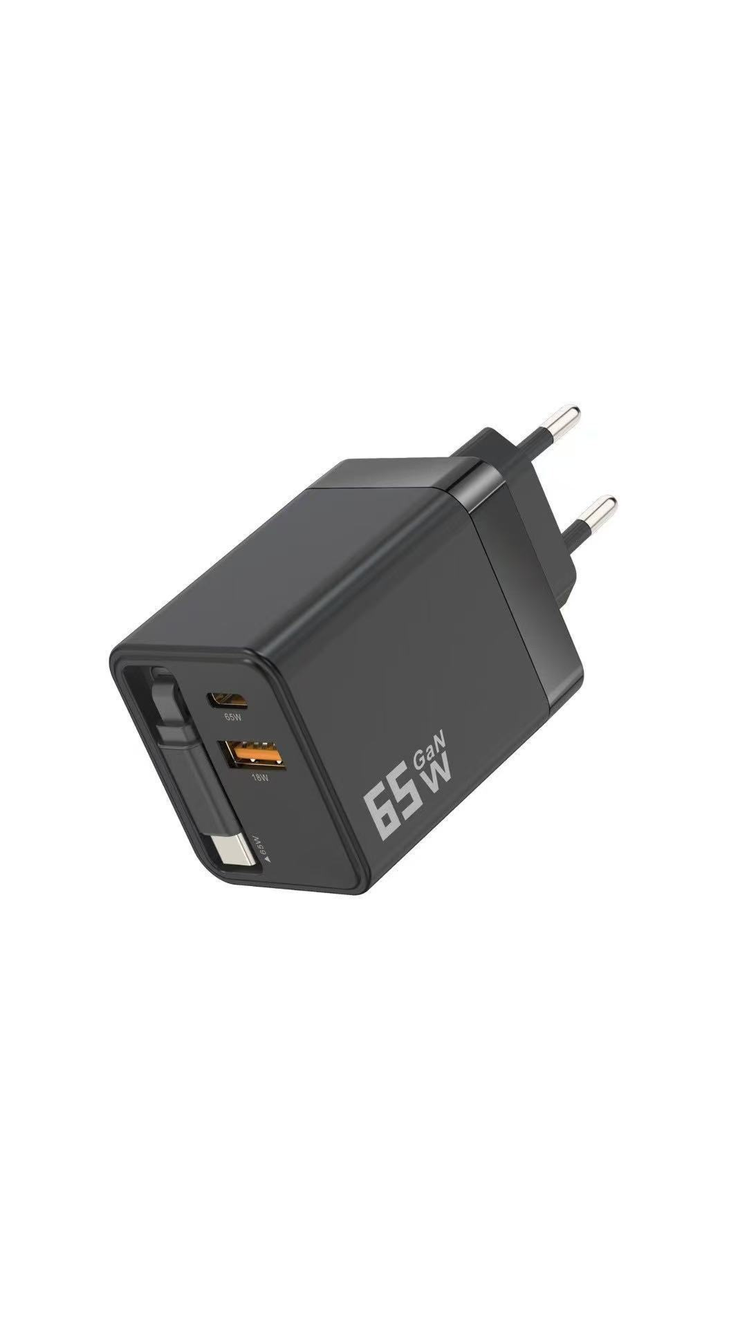 ⚡ Caricabatterie GaN 80W 3 in 1 con Cavo Type-C Retraibile 🔌🎒 - Ricarica Ultra-Veloce PD | USB-C + USB-A | Compatto & Portatile | 4 Colori | 50% DI SCONTO