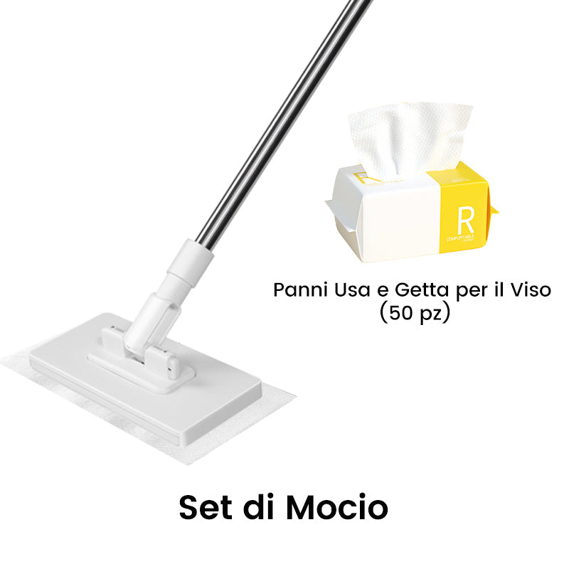 🧹 Scopa Monouso per la Polvere con 4 Panni Riutilizzabili 🏠 – Pulizia Rapida & Profonda, Cattura Polvere & Peli, Ideale per Pavimenti & Angoli 🐾
