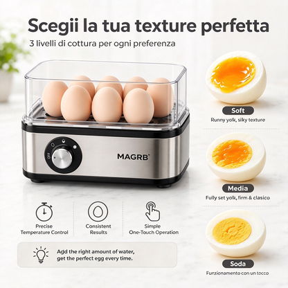 🔥 -50% Oggi: Cuociuova Elettrico Multifunzione con Coperchio Trasparente – Per uova sode, in camicia e frittate, spegnimento automatico e design compatto.