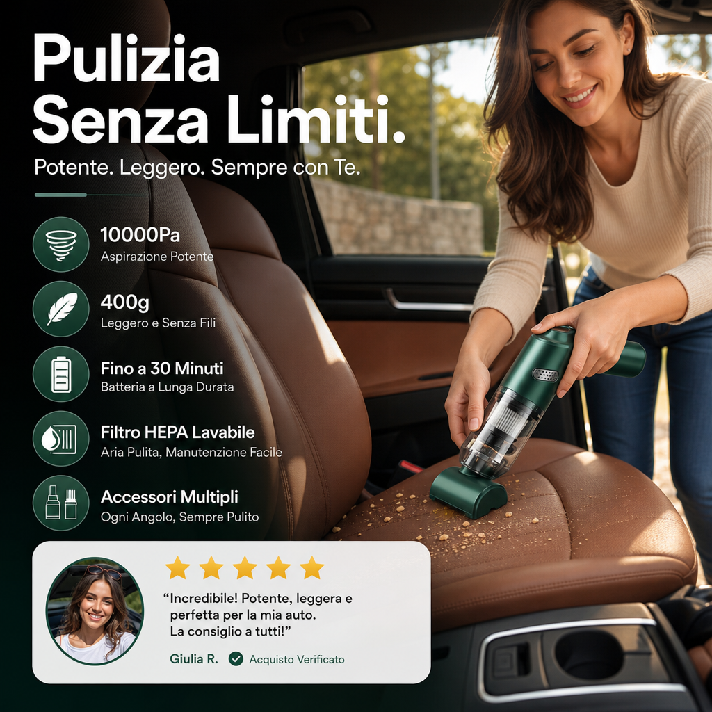 -50% Solo Oggi 🚗💨 Aspirapolvere Wireless Potente per Auto