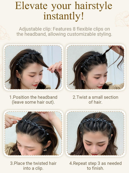 🎁Compra di più, risparmia di più🎁Fascia per capelli intrecciata con mollettone🌸