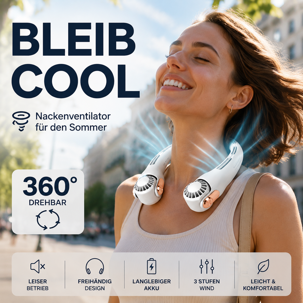 🍃🍃 Sconto del 50% per un periodo limitato 🌪️  Ventilatore portatile da collo a bassa rumorosità per l'estate