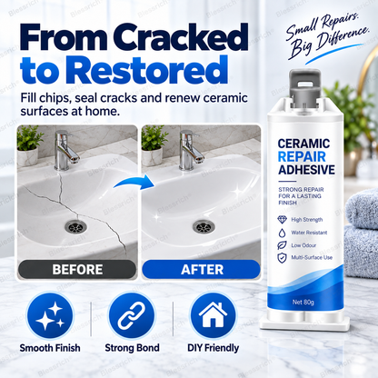✨ Dai una seconda vita alle superfici danneggiate! 🛠️ Composto riparatore ceramico da 80g per WC, lavandini, vasche, piastrelle e marmo 🚽🚰🛁