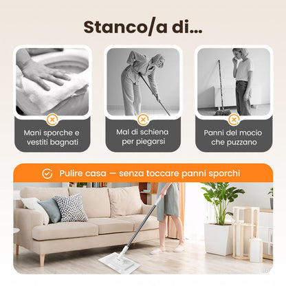 🧹 Scopa Monouso per la Polvere con 4 Panni Riutilizzabili 🏠 – Pulizia Rapida & Profonda, Cattura Polvere & Peli, Ideale per Pavimenti & Angoli 🐾