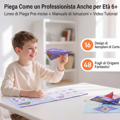 ✈️ SCONTO 50% ORA! ✨ Kit Aeroplani di Carta Fai da Te - Costruisci e Lancia 16 Modelli, Giocattolo STEM Educativo per Bambini 6‑12 Anni 🎯🧠  >