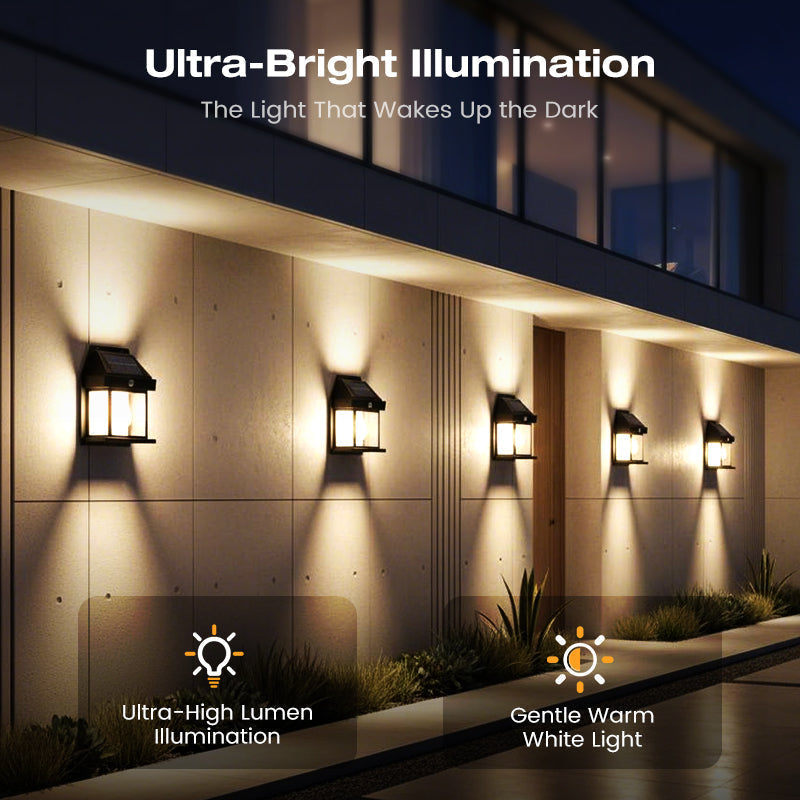 💡 SCONTO DEL 50% ORA! Lampada solare da parete con sensore di movimento, lanterna impermeabile IP65, 3 modalità di illuminazione, accensione e spegnimento automatici, luce calda e luminosa per giardino, patio, portico e vialetti