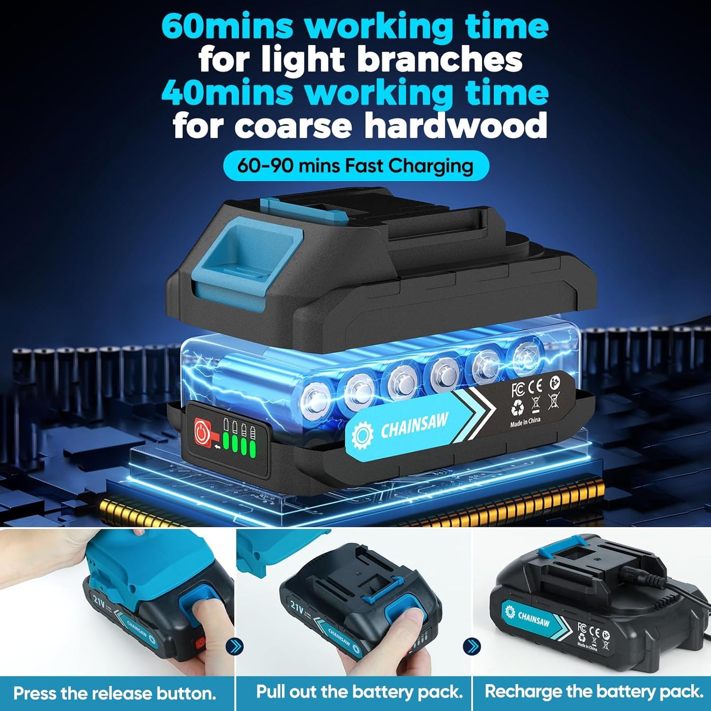 Mini Motosega a Batteria da 6 Pollici con Motore Brushless ✨⚡ - 2580W | 3500 giri/min | Lubrificazione Automatica | Barra in Acciaio al Tungsteno | 1 o 2 Batterie | 50% DI SCONTO