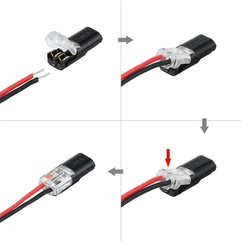 Two-wire plug connector with locking tab