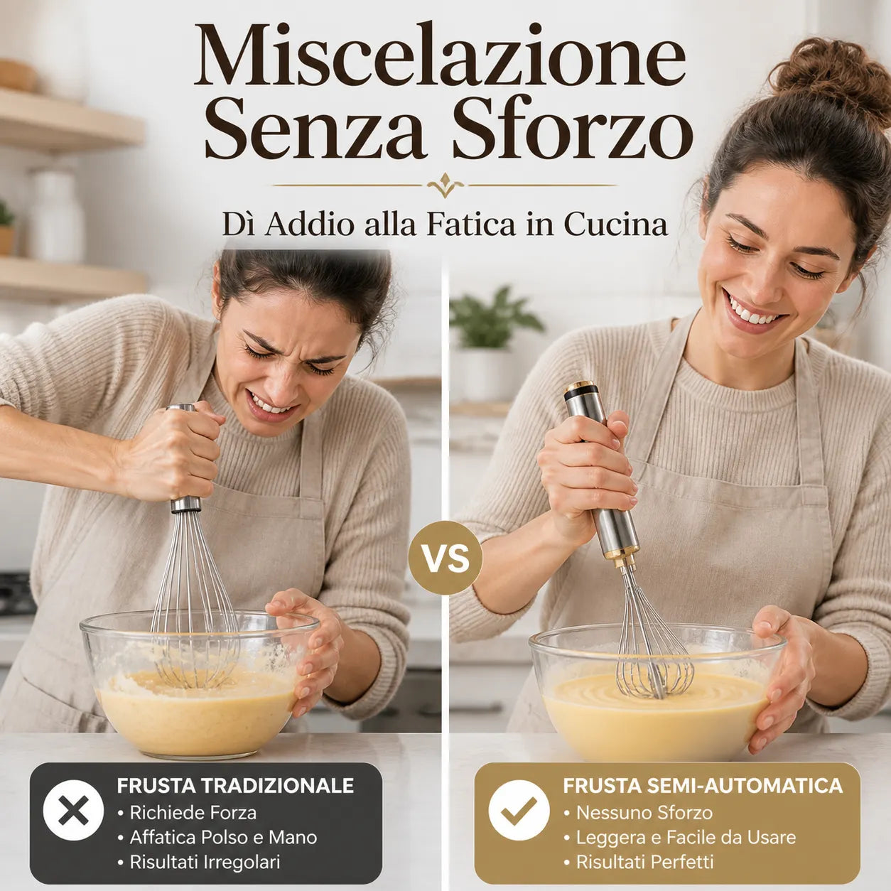 🔥 57% di sconto! 🥚🍳 Frusta a mano semiautomatica in acciaio inox 🔧✨