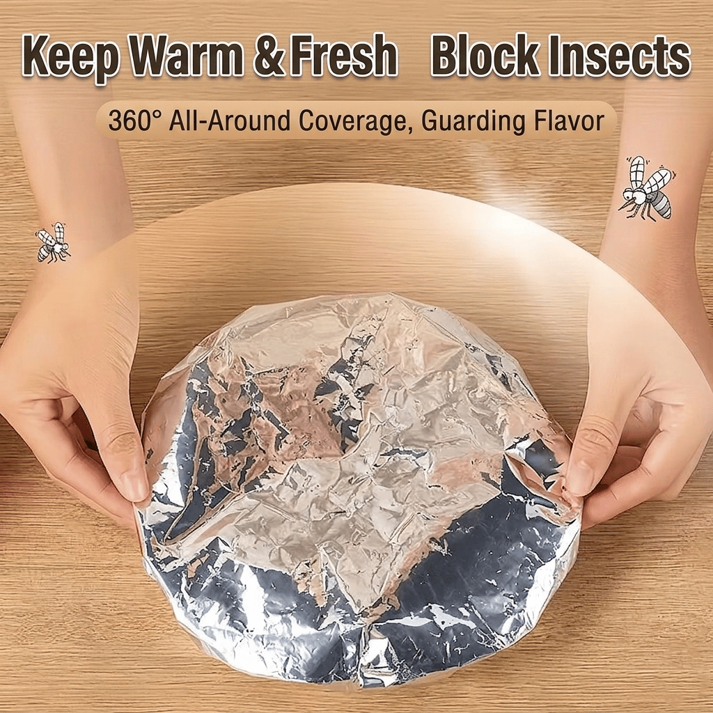 🍽️ Copertura termica in alluminio riutilizzabile — trattiene il calore, lavabile e conserva la freschezza. Essenziale per la cucina! 💞 Oltre 50.000 venduti!