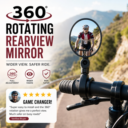 ⏳OFFERTA SPECIALE PER TEMPO LIMITATO⏰Specchietto retrovisore girevole a 360°‑Visione posteriore nitida, non dovrai più girare il collo. Compatibile con bici, e‑bike e motociclette. Cinghia in silicone senza attrezzi! 🛡️✨